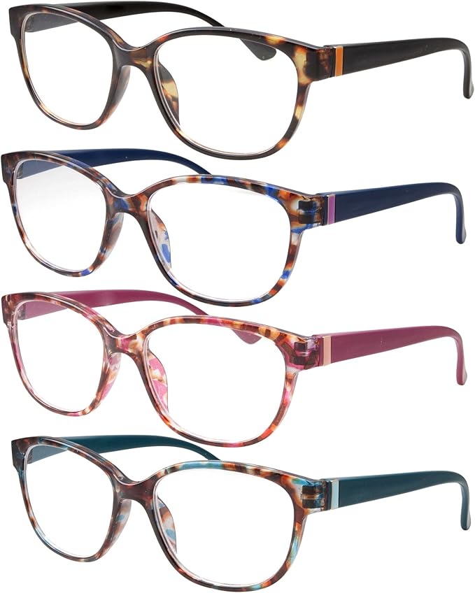 4 Pairs High Magnification Power Womens Reading Glasses - Cat Eye Readers +5.00