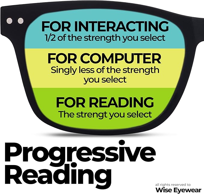 2 Pack Bulk Multi Focus 3 Power Progressive Reading Glasses - No Line Black, 3.00 x