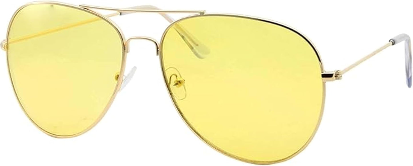 grinderPUNCH Mens Large Aviator Sunglasses - Gold Frame/Yellow Lens
