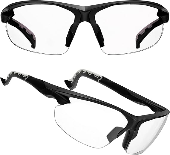 grinderPUNCH Safety Glasses ANSI Z87 Impact Resistant Non-Slip Wrap Around Clear Lens