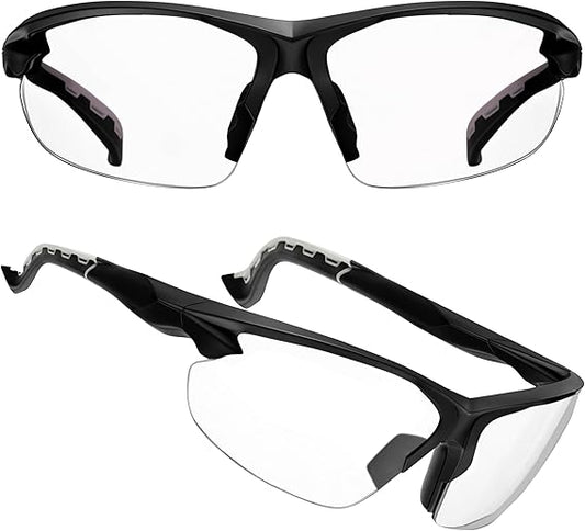 grinderPUNCH Safety Glasses ANSI Z87 Impact Resistant Non-Slip Wrap Around Clear Lens