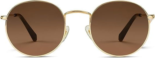 grinderPUNCH Classic Retro Sunglasses for Women Men, UV400 Protection Lens and Lightweight Men Sun Glasses Small Circle Metal Frame