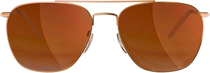 grinderPUNCH Polarized Retro Aviator Sunglasses for Men UV400 Protection Lens and Lightweight (Gold Rose Metal)