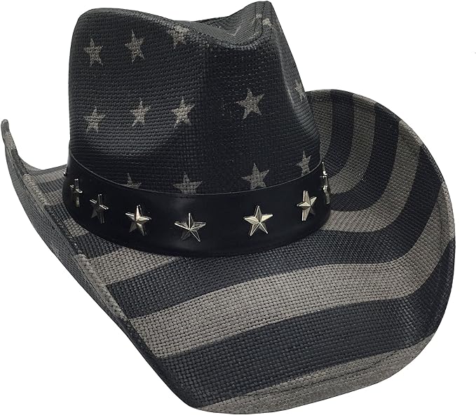 American Flag USA Cowboy Hat - Men and Women - Black Gray