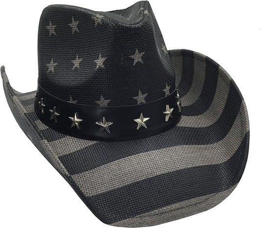 American Flag USA Cowboy Hat - Men and Women - Black Gray