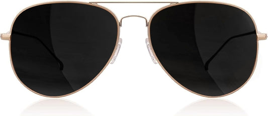 Unisex Aviator Sunglasses Metal Rose Gold Frame/Black Lens