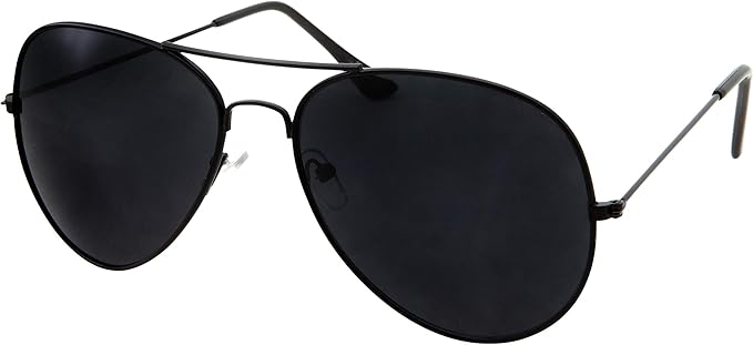 Super Dark Lens Limo Tint Pilot Sunglasses - Men and Women Privacy Sunglasses (Black)