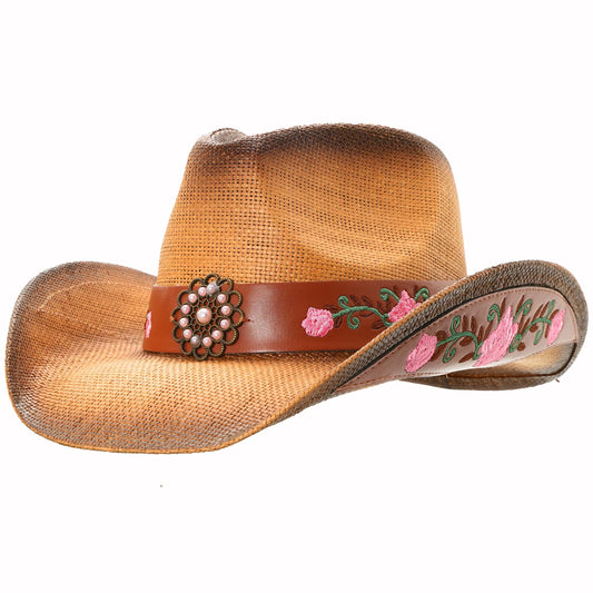 grinderPUNCH Western Outback Cowboy Hat Men's Women's Style Classic Straw Western Cowgirl Hat