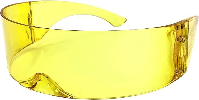 grinderPUNCH Futuristic Shield Sunglasses | Cyclops Cyberpunk Visor Glasses | 80s Alien Mono (Yellow)
