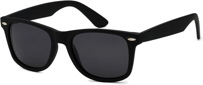 grinderPUNCH Men's Black Classic Horn Rimmed Retro Sunglasses Medium