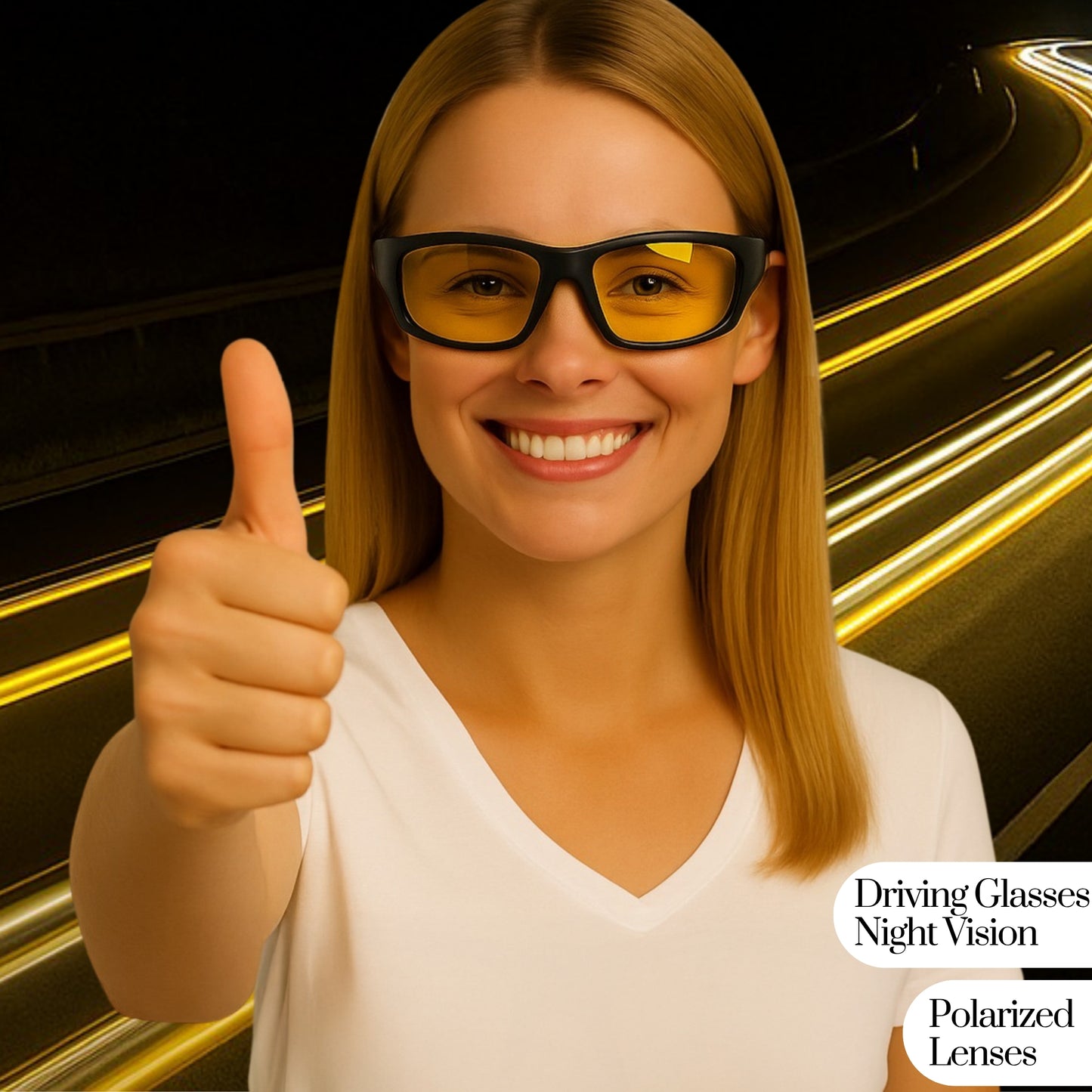 Polarized Night Vision HD Yellow Driving Sunglasses Biker Style Rider Wrap Around Style Lightweight UV Protection