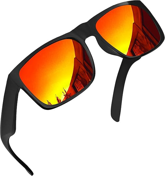 grinderPUNCH XL Polarized Men's Oversized Sunglasses, Big Heads Wide Face Large Head Fit Sunglasses Sports Driving Fishing Extra Wide Red Lens