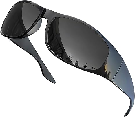 Polarized Black Sport Sunglasses Glossy Black Frame/ Black Lens