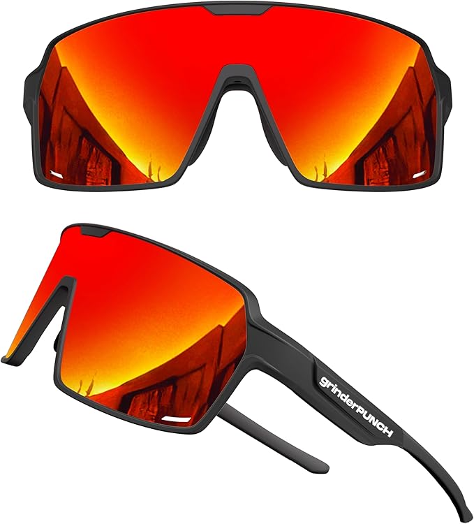 Polarized Sport Sunglasses Lightweight for Snow Hiking (Red)