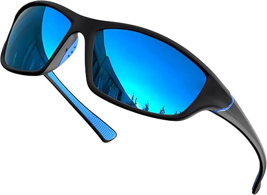 Sports Sunglasses UV400 Protection Lightweight with Anti-Slip Function (Blue)