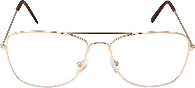 Clear Lens Gold Square Aviator Glasses Classic Non-Prescription for Fashion