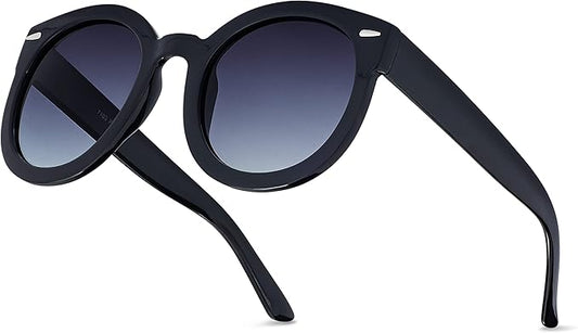 grinderPUNCH Classic Round Retro Polarized Oversized Sunglasses for Women Trendy Vintage Style Polarized Glasses UV400 Lenses