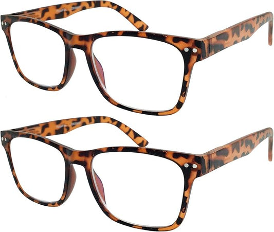 2 Pack Bulk Multi Focus 3 Power Progressive Reading Glasses - No Line Tortoise 1.00 - 3.50
