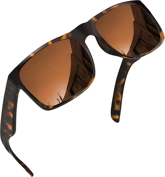 XL Sunglasses Big Heads Wide Face UV400 Protection, Extra Wide Lightweight Sunglasses for Sports Driving Fishing Glasses (Tortoise)