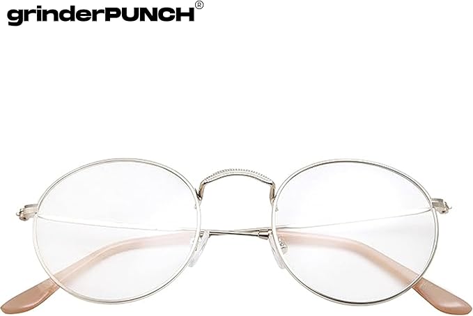 Retro Round Clear Lens Glasses Metal Frame (Gold)
