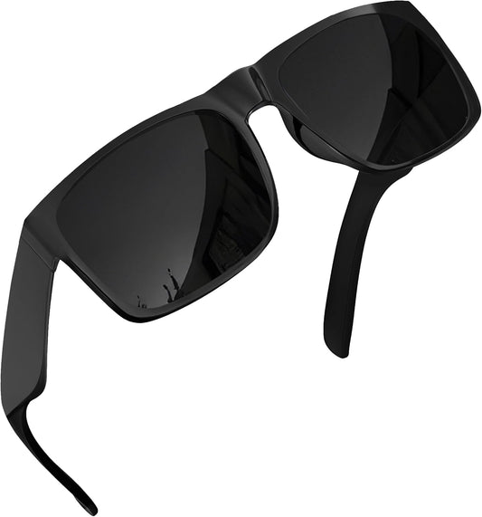grinderPUNCH Polarized XL Sunglasses – Big Head Fit, Oversized Driving Shades, Black Lens