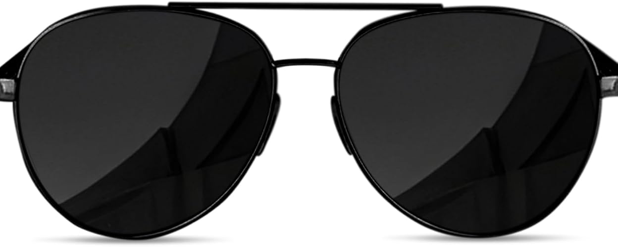 Unisex Aviator Sunglasses Metal Black Frame/Black Lens