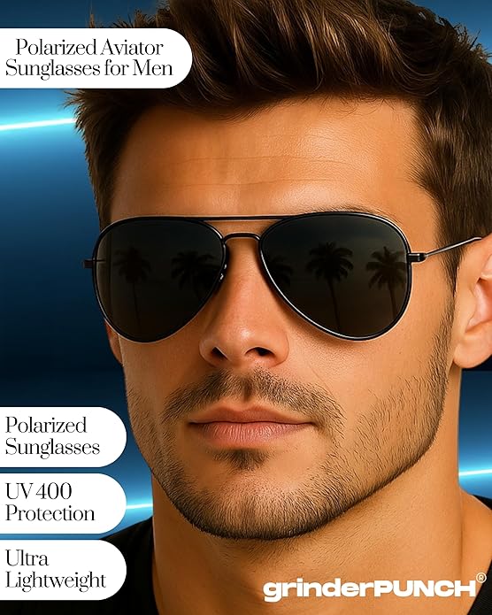 Unisex Aviator Sunglasses Metal Black Frame/Black Lens