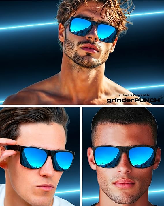 2 Pack XL Polarized Big Wide Frame Sports Driving Sunglasses (Blue Mirror Lens)