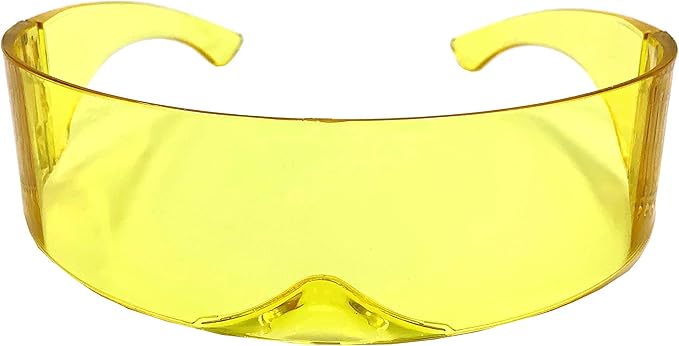 grinderPUNCH Futuristic Shield Sunglasses | Cyclops Cyberpunk Visor Glasses | 80s Alien Mono (Yellow)
