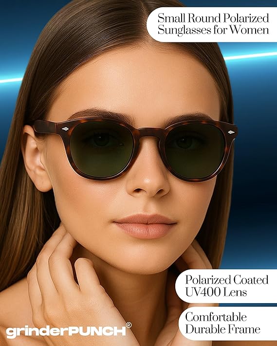 Polarized Round Sunglasses for Women Men Stylish Retro Circle Frame (Tortoise)