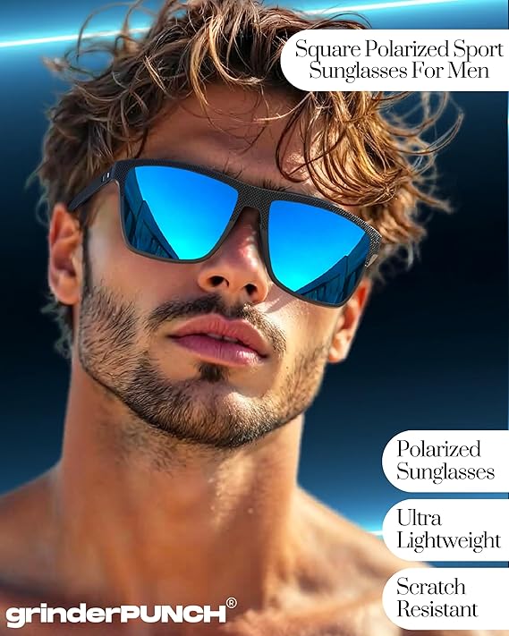 Square Polarized Sunglasses for Men and Women(Blue)