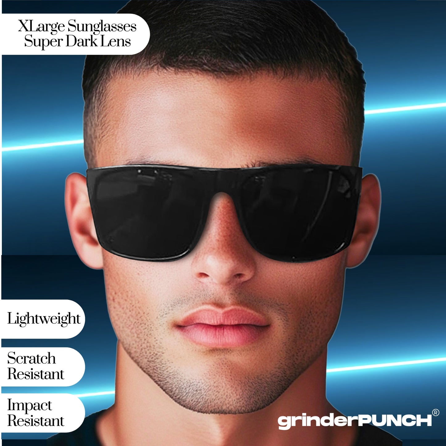 XL Polarized Oversized Sunglasses | Lightweight Men's Big Wide Head UV Protection for Sports, Driving, Fishing | Large Face Fit (Matte)