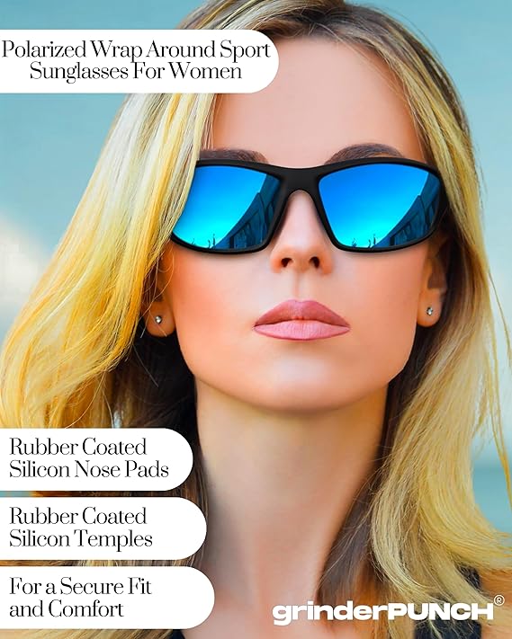 Sports Sunglasses UV400 Protection Lightweight with Anti-Slip Function (Blue)