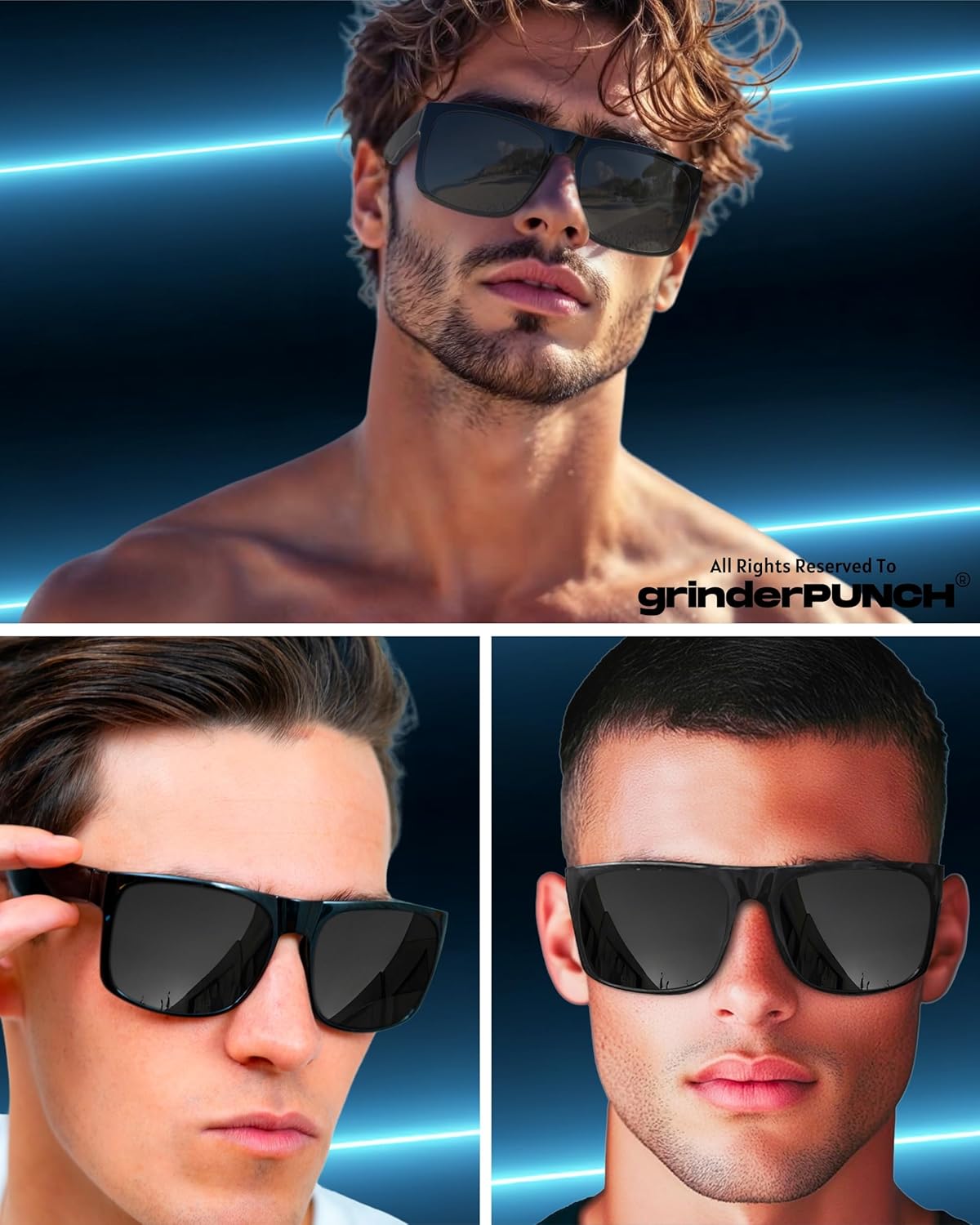 XL Super Dark Polarized Sunglasses Lightweight Sunglasses for Sports Driving Glasses (Polarized Black Lens / Glossy Frame)