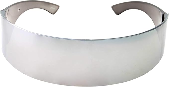 grinderPUNCH Silver Mirror Futuristic Shield Sunglasses Deal Glasses