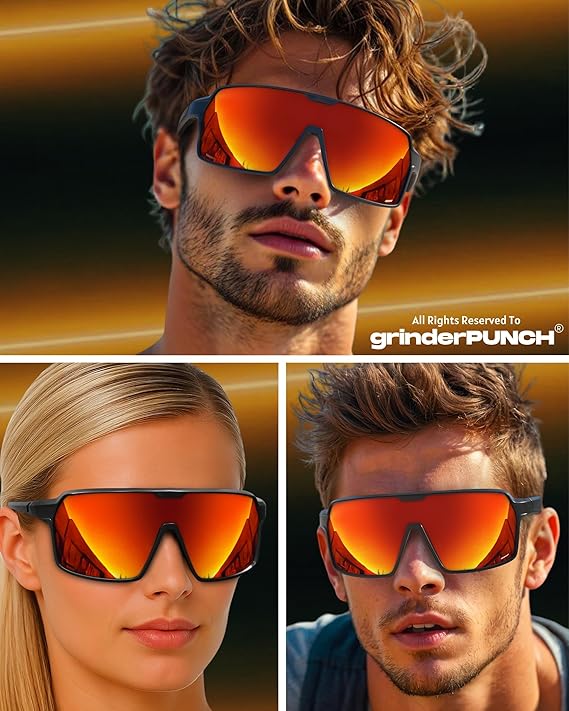 Polarized Sport Sunglasses Lightweight for Snow Hiking (Red)