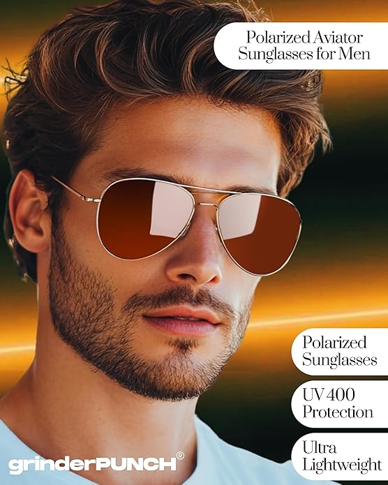 Unisex Aviator Sunglasses Metal Rose Gold Frame/Brown Lens