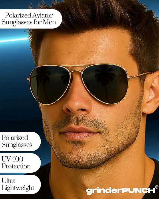 Unisex Aviator Sunglasses Metal Rose Gold Frame/Black Lens