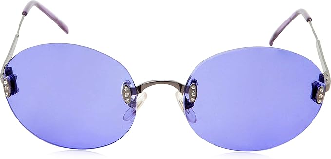 Hipster Retro Round Lightweight Rimless Plastic Frame Purple Candy Color Sunglasses for Women - Purple