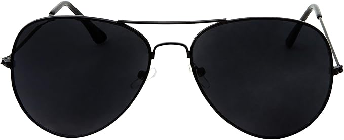 Super Dark Lens Limo Tint Pilot Sunglasses - Men and Women Privacy Sunglasses (Black)