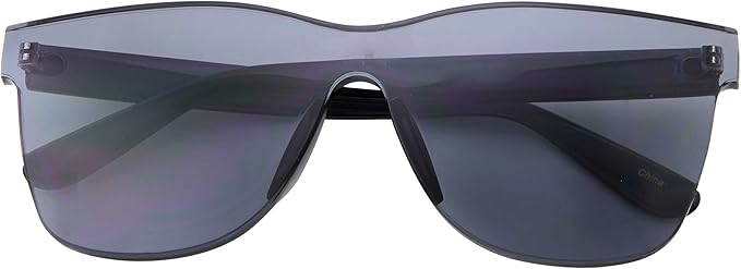Tinted Colorful Lens Rimless Sunglasses - Transparent Square Horn Rimmed (Black)