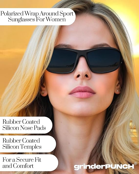 Sports Sunglasses UV400 Protection Lightweight with Anti-Slip Function (Black)