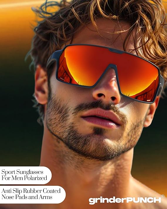 Polarized Sport Sunglasses Lightweight for Snow Hiking (Red)