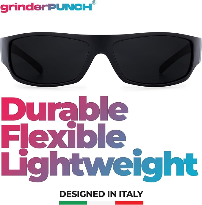Mens Black Super Dark Sunglasses - Slim Wrap Around Gangster Style