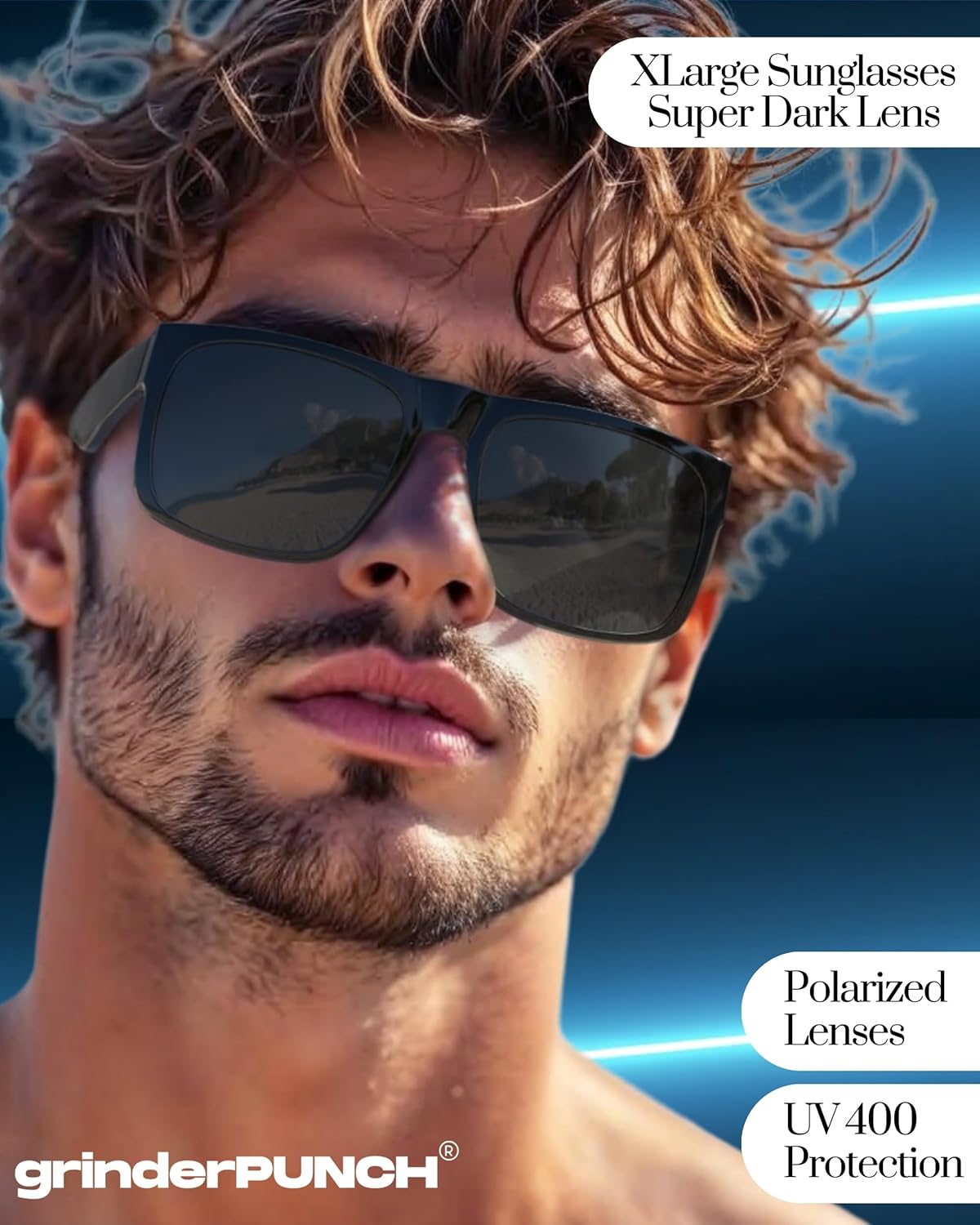 XL Polarized Oversized Sunglasses | Lightweight Men's Big Wide Head UV Protection for Sports, Driving, Fishing | Large Face Fit (Matte)