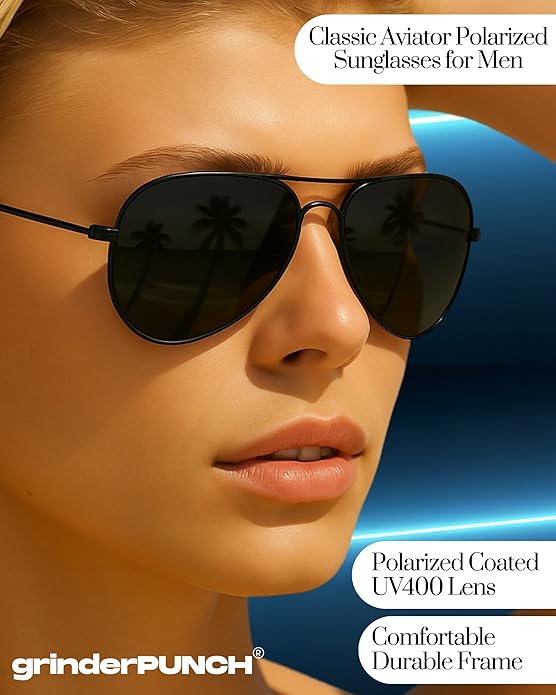 Unisex Aviator Sunglasses Metal Black Frame/Black Lens