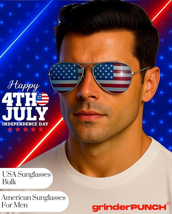 2 Pair Combo Patriotic American US Flag Sunglasses