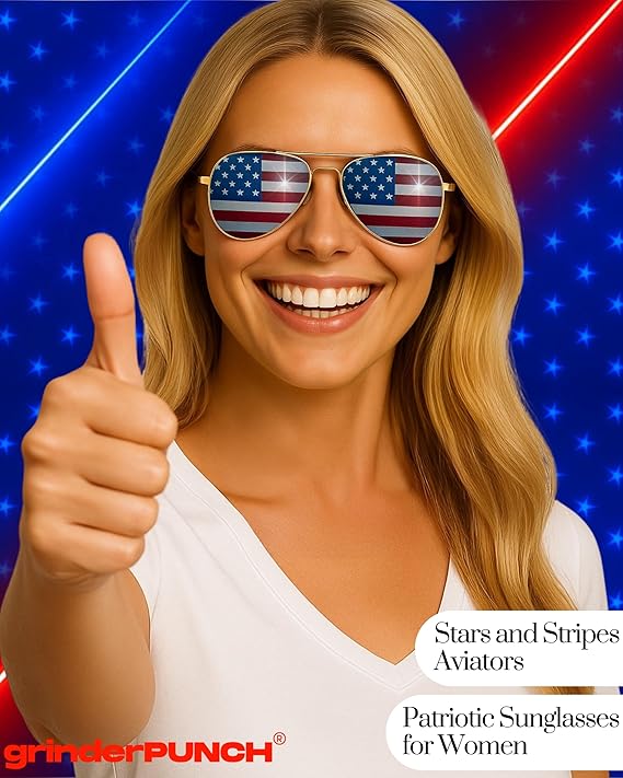 American Flag Aviator Sunglasses Glasses (Silver)