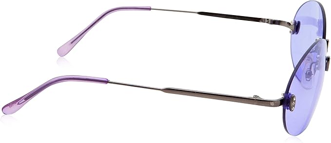 Hipster Retro Round Lightweight Rimless Plastic Frame Purple Candy Color Sunglasses for Women - Purple