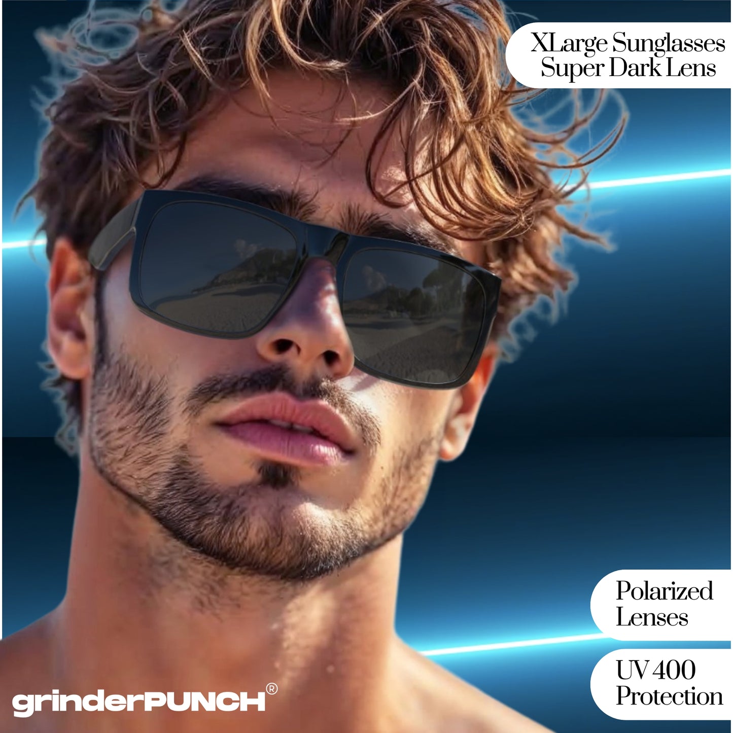 XL Polarized Oversized Sunglasses | Lightweight Men's Big Wide Head UV Protection for Sports, Driving, Fishing | Large Face Fit (Matte)